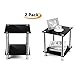 TAVR Glass Square End Table Set of 2 Industrial Night Stand Side Corner Coffee Table with Tempered Glass Shelves for Living Room Bedroom, Stainless Chrome Frame and Easy Assembly,Black ET5001