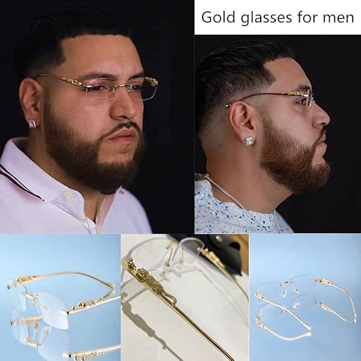 Image of Honey Singh & Mc Stan Vintage Rimless Square Sun Glasses UV Protection Men's & Women's Shade Trendy Metal Frameless.