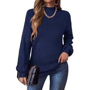 Zeagoo Pullover Damen Herbst Winter Strickpullover Elegant Rollkragenpullover Langarm Sweater Oversize Warm Gestrickt Pulli Sweatshirts Grobstrickpullover S-XXL