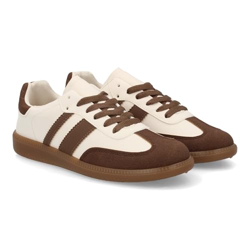 98705 Zapatillas Deportivas Elegantes para Mujer, Comodas, Estilo Casual, Cierre de Cordones, Uso Diario. Beige Talla 41