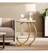 ENIQE STORE Simple Sofa Side Cabinet Bedside Table Round Tea Table Elegant Coffee Table for Livin...
