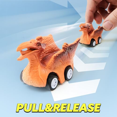 Image of JOYIN 13 in 1 Dinosaur Toys for Kids 3-5, Triceraptor Dinosaur Truck with 12 Pull Back Cars, Birthday Gifts Toys for 3 4 5+ Year Old Boy, Transport Carrier Truck