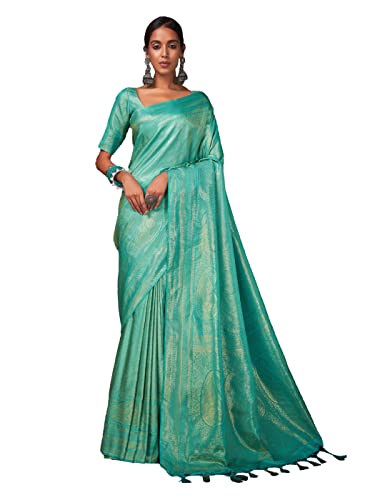 Sari Kanjivaram Art Soie Vardha au design tissé Zari or et argent pour mariage