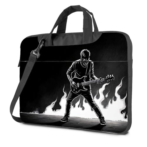 Sac à dos pour ordinateur portable 17 pouces design guitare rock noir 26x36cm
