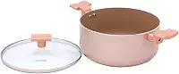 Mimo Style Caçarola Sartin 20cm Suporta 2,8L - Estrutura em Alumínio Revestida em Cerâmica, Base Alto Relevo. Tampa Vidro Temperado. Alças e Cabos Soft-Touch. Fogão a Gás, Elétrico