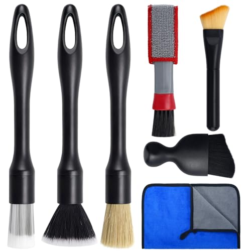 7 Stück Auto Detailing Pinsel Set Auto Reinigungspinsel Innenraum Ultra Weiches Staubpinsel Autoreinigung Detailingbürste Reinigungswerkzeuge Pinsel für Autos Armaturenbrett Zwischenräume Möbel