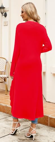 Image of Newchoice Womens Long Cardigan Summer Casual Draped Open Front Lightweight Long Sleeve Cardigan Duster with Pockets