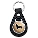 Black Leather Personalized Custom Dachshund Wiener Dog 1 Line Keychain