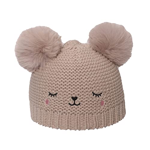Gorro de punto Gorro de lana de invierno doble bola de pelo gorro de lana gorro de lana para niña de dibujos animados gorro de punto lindo gorra Snapback, a, talla única