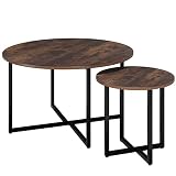 Mesitas de Centro para Salón, 2 Mesitas de Café, Mesitas Auxilliares Redondas 80x80x45cm, 42x42x40cm
