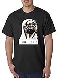 Trendy USA 014 - Unisex T-Shirt Pug Life Hoodie Pug Wearing Medium Black