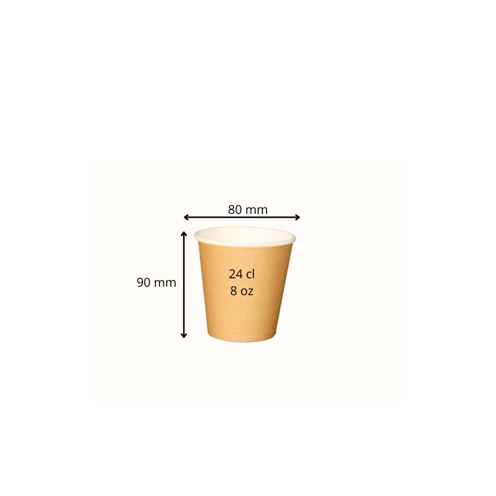 Générique 500 bicchieri in carta Kraft marrone 24 cl (8 oz) - Tazze usa e getta per bevande calde e fredde, ideali per caffè, tè, succhi e frullati