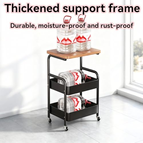 Carrito de madera con ruedas de 3 niveles, estantería multifuncional de almacenamiento para sala de estar, dormitorio, cocina