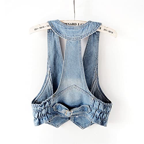 Wvapzxx Spring Short Denim Vest Women's Summer Thin Sleeveless Jacket Vintage Jean Waistcoat2