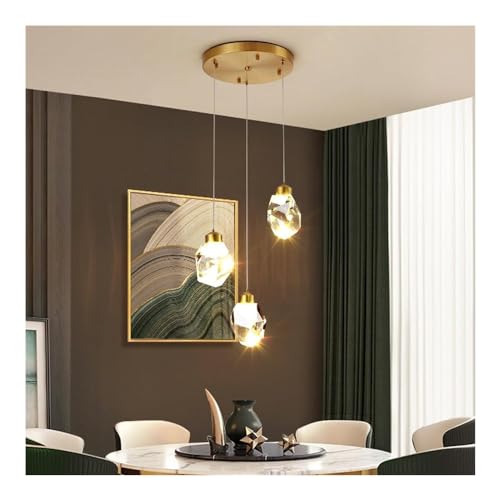 Chandelier en cristal nordique or luxueux 3 lampes, plafonnier chic salle à manger HJLJKG