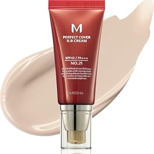 MISSHA M Perfect Cover BB Cream No.21 Light Beige – Light with Cool Undertone SPF 42 PA +++1.69 Fl Oz – Tinted Moisturizer for face with SPF