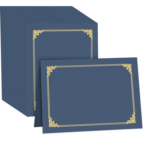 HAUTOCO Navy Blue Certificate Holders (90-pack) with Gold Foil Border