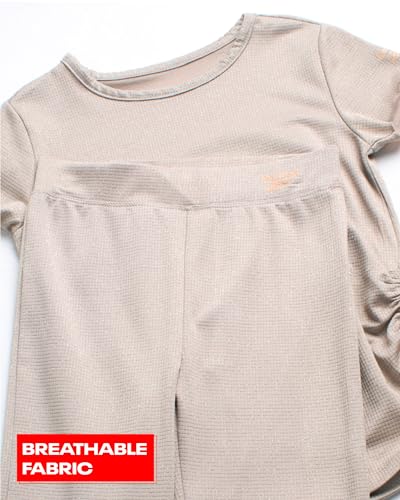 Reebok Girls Flare Leggings Set - 2 Piece Performance Cinched Hem T-Shirt and Wide Leg Yoga Pants - Girls Summer Outfit, 7-122