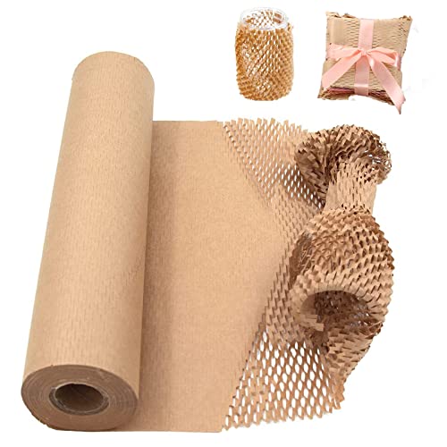 SENENQU 50M×40CM Papier Emballage Kraft en Nid d'abeille, Rouleau Papier Nid d'abeille Emballage Écologique Pour Déménager, Protection, Emballage des...