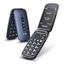 Panasonic KX-TU550EXC 4G Essentials Clamshell Mobile Phone for Elderly, 1.2MP Camera, Senior Phone with Large 2.8" Display, 300 Hours Standby Time, Blue