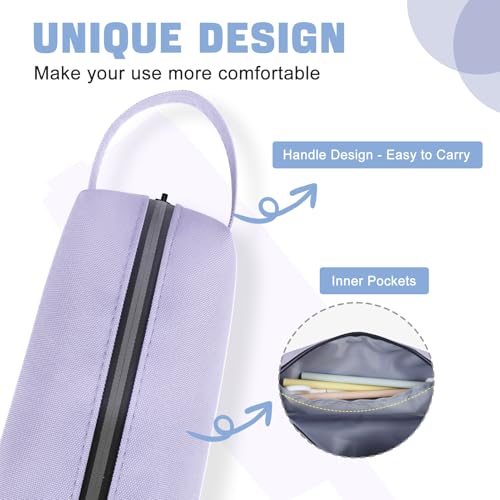 Image of Fmeida Purple Pencil Case, Spacious Pencil Bag with Waterproof Zipper, Portable Pencil Cases with Carrying Handle, Practical Pencil Pouch Bag Pen Holder Stationery Organizer