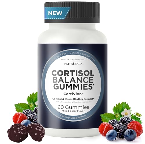 NutraPep Cortisol Gummies for Women Men - 13-in-1 High Cortisol Reducer with Ashwagandha Magnesium L-theanine Rhodiola Rosea - Daily Cortisol Detox Manager for Stress Focus Support - Vegan Sugar Free
