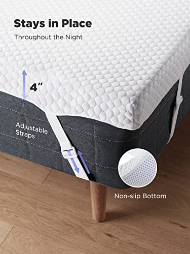 Image of PERLECARE Twin Mattress Topper, 4 Inch Gel Memory Foam Mattress Topper for Pressure Relief, Premium Soft Cooling Sleep, Non-Slip Design with Removable & Washable Cover, Oeko-Tex Certified