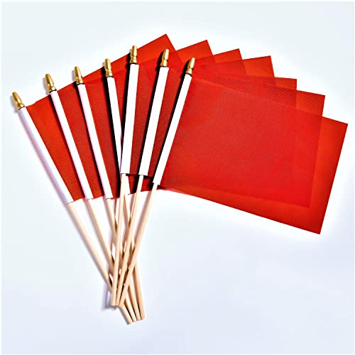 ZXvZYT 12 Pack Solid Red Flag Small Mini Plain Red Color Flags On Stick,DIY Marking Decoration Supplies,School,Sports Club,Party Events Celebration