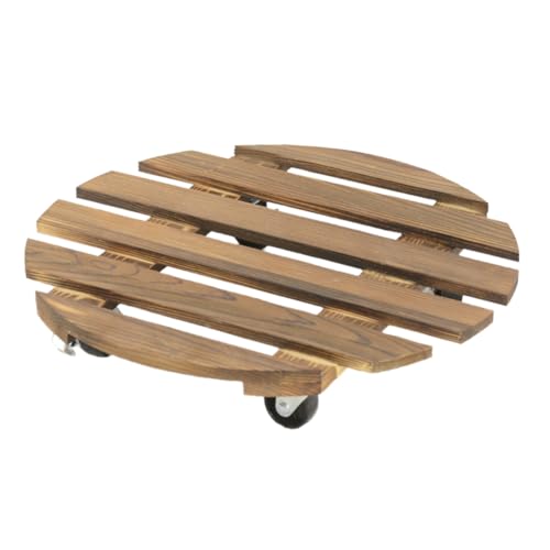 Grendly Maceta redonda universal con ruedas, soporte de madera, base de maceta con ruedas que te permite mover fácilmente las plantas en maceta, B