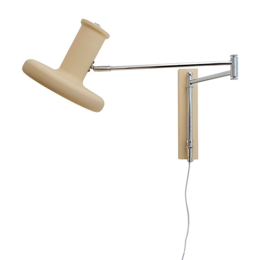 Modern Nordic Swing Arm Wall Lamp Cream Color Bedside Plug In Reading Light