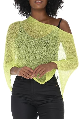 Image of SHU-SHI Womens Sheer Knit Poncho Shrug Lightweight Cover Up One Size Fits Most