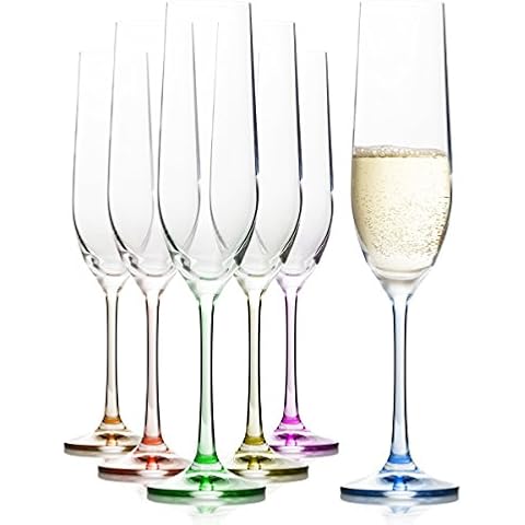 Crystalex Champagne Flute Set of 6, Crystal Champagne Glasses Stemware For Prosecco, Mimosas or Cocktails, Lead-Free (6.42 Oz) Cover