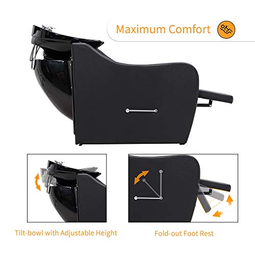 Barberpub Shampoo Barber Classic Chair, Ceramic Shampoo Bowl Sink Chair Station For Spa Beauty Salon 9090 #TOP3