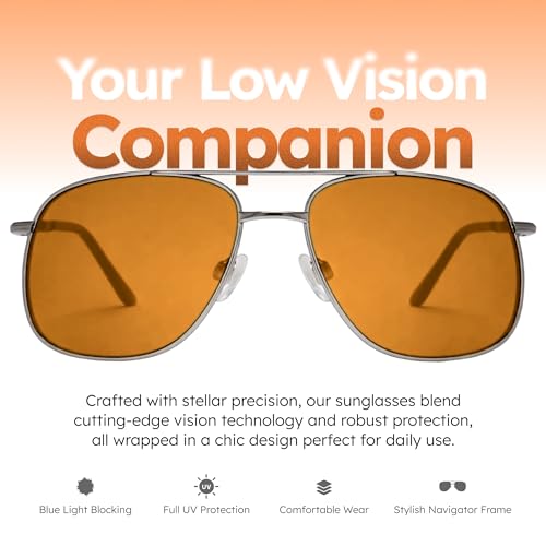 Image of NoIR Blue Blocker Low Vision Sunglasses, Lightweight Glasses with Full UV Protection for Macular Degeneration, Corneal Pathology, Retinitis Pigmentosa and Diabetic Retinopathy, 01 54