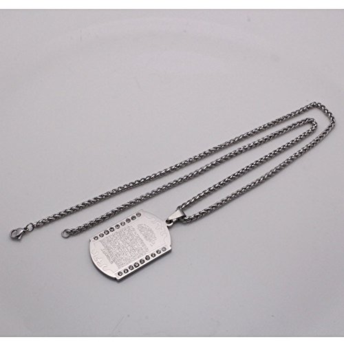 Zkdc Muslim Ayatul Kursi Quran Stainless Steel 60 Cm Chain Necklace Islam Crystal Gift #TOP2