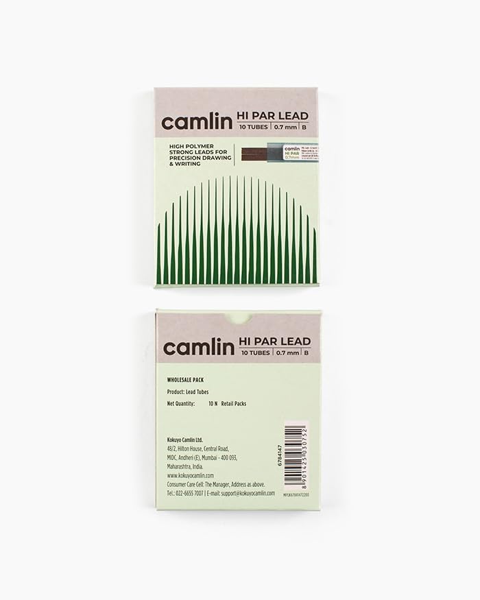 Image of Camel 0.7mm Hi-Par Pencil Lead, Black (Pack of 10) | 0.7mm Smooth & Dark Leads for Writing, Sketching & Exams | Break-Resistant, High Precision Refills (0.7MM)