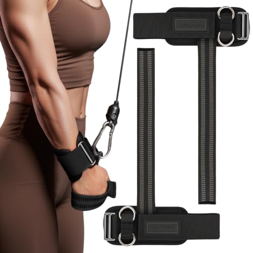 Image of MANUEKLEAR 2 Size Gym Lifting Straps with D Rings for Cable Machine
