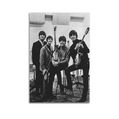 DATOZA Póster decorativo de The Beatles de arte clásico en blanco y negro, lienzo para pared e impresión artística moderna para decoración de dormitorio familiar, 30 x 45 cm