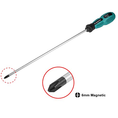 Image of uxcell #2 Phillips Screwdriver 12 Inch Round Shaft Non Slip Comfortable Handle