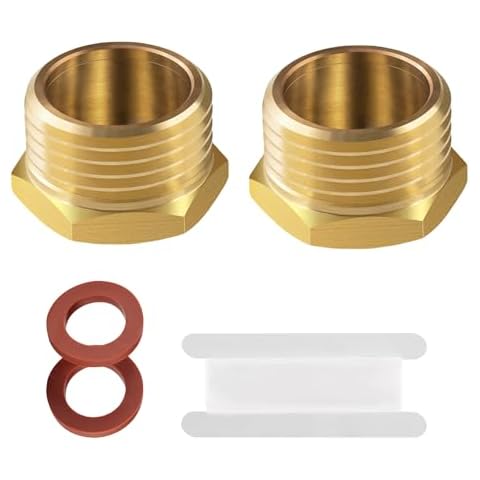 Brass 3/4" GHT Garden Hose End Cap,3/4" GHT Garden Hose End Plug,Garden Hose Male and FemaleThreaded End Cap Plug (2male) Cover