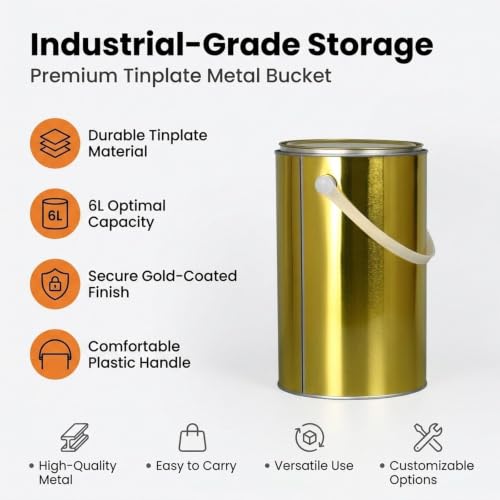 Bote de pintura vacío con tapa Gralara 6l para suministros de bricolaje 5