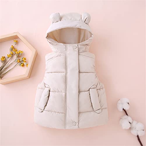 Toddler Baby Girls Winter Lightweight Padded Vest Cute 𝐁ear Ears Hood Zip up Outerwear with Girl Kids Winter Coat3