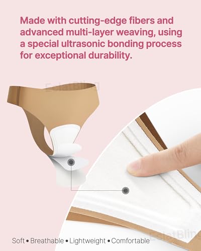 Image of Seamless Workout Thongs for Women - No Show Womens Underwear with Wide Gusset Invisible Panties Nude&Black 2 Pack
