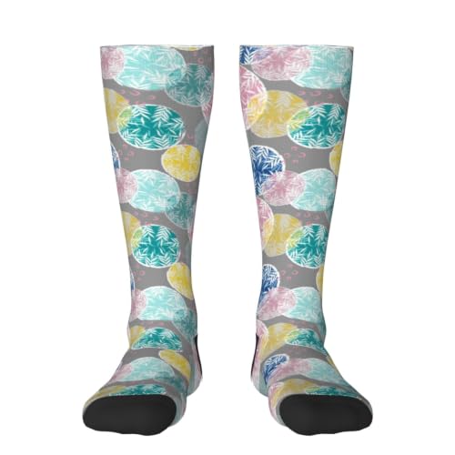 MPSQKDCUP Watercolor Circle Leaf Print Soft Elastic Adult Knee Socks