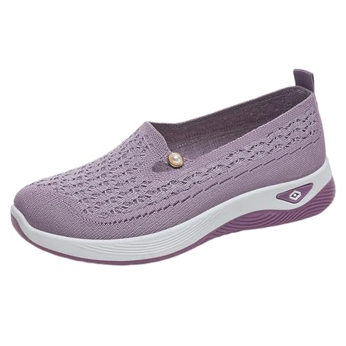 SAUTRV Sommarmode damsneakers randiga nättyg bekväma ortopediska vardagsskor Spark vardagsskor, Lila, 38.5 EU