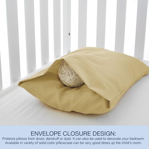 Image of EXQ Home Toddler Pillowcases 13x18 Travel Pillow Case Set of 2, Small Pillow Case Fits Baby Pillow Sized 12x16, 13x18, Kids Pillowcases 2 Pack Machine Washable with Envelope Closure (Dark Camel)