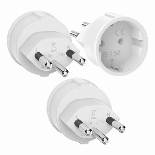 3 Pièces Adaptateur Prise Suisse Adaptateur France Suisse, 2 Broches Europe vers 3 Broches Type J, Adaptateur Voyage France vers Suisse Maldives, Rwanda,...