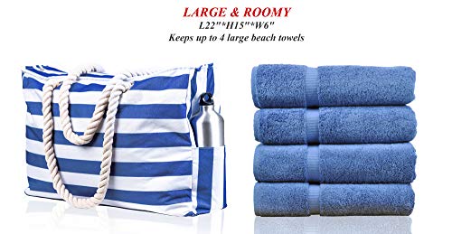 Beach Bag and Pool Bag Has Cooler Pocket, 7 Pockets Total, Zip Top. Family Size Waterproof Beach Tote - Image 8