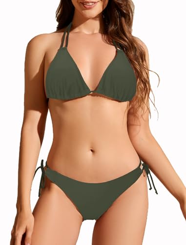 Giyaluzw Women's Bikini Set, Sexy Brazilian Style, Triangle Bikinis, Sports, Beach Swimsuit for Women, Green, L Giyaluzw Women's Bikini Set, Sexy Brazilian Style, Triangle Bikinis, Sports, Beach Swimsuit for Women, Green, L