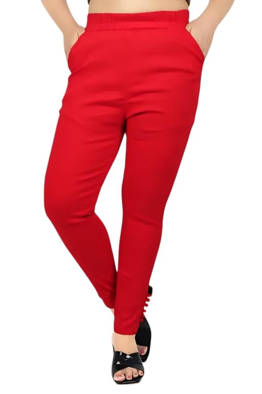 Women's Trendy Two Pocket Stretchable Jeggings Red-picture-55